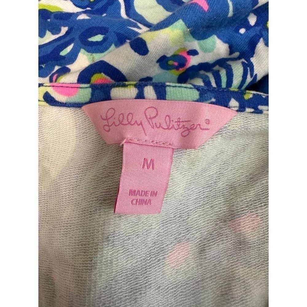 Lilly Pulitzer T-shirt Dress Women Medium Blue Excellent Seashell Tropical Print - Picture 8 of 8